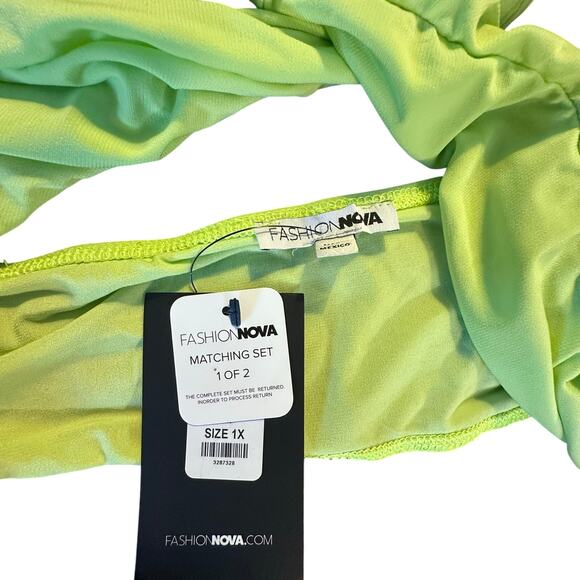 NWT Womans fashion nova lime green unstoppable cut out maxi skirt set plus 1X - Picture 3 of 9